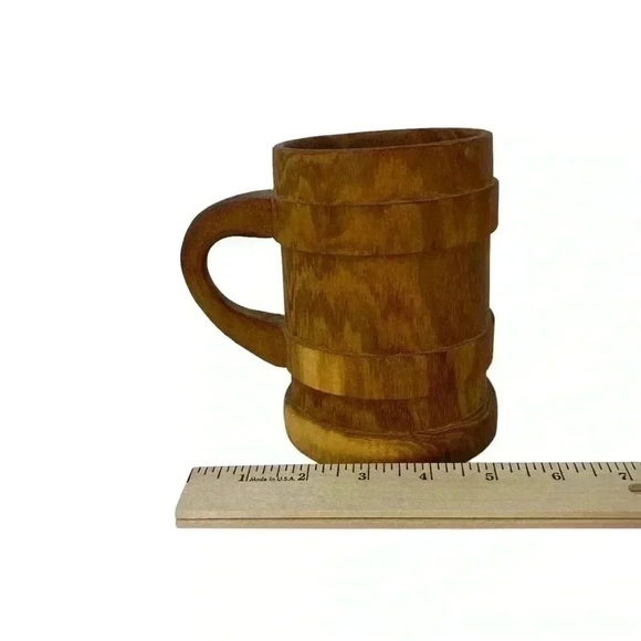 Vintage Hand Carved Wooden Mug Rustic Trinket Holder Pen Cup Knickknack Decor - Picture 6 of 11
